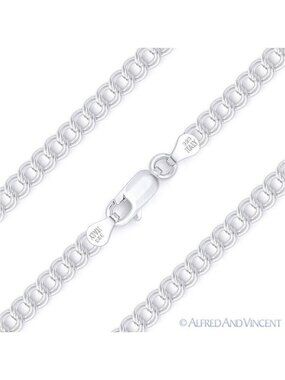 Double-Cable Charm Link Italian Chain Bracelet in .925 Sterling Silver - 8"